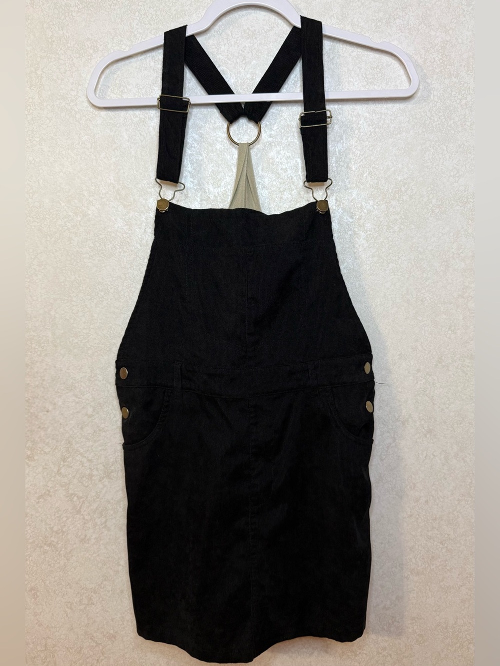 Entro Black Corduroy Overall Dress
